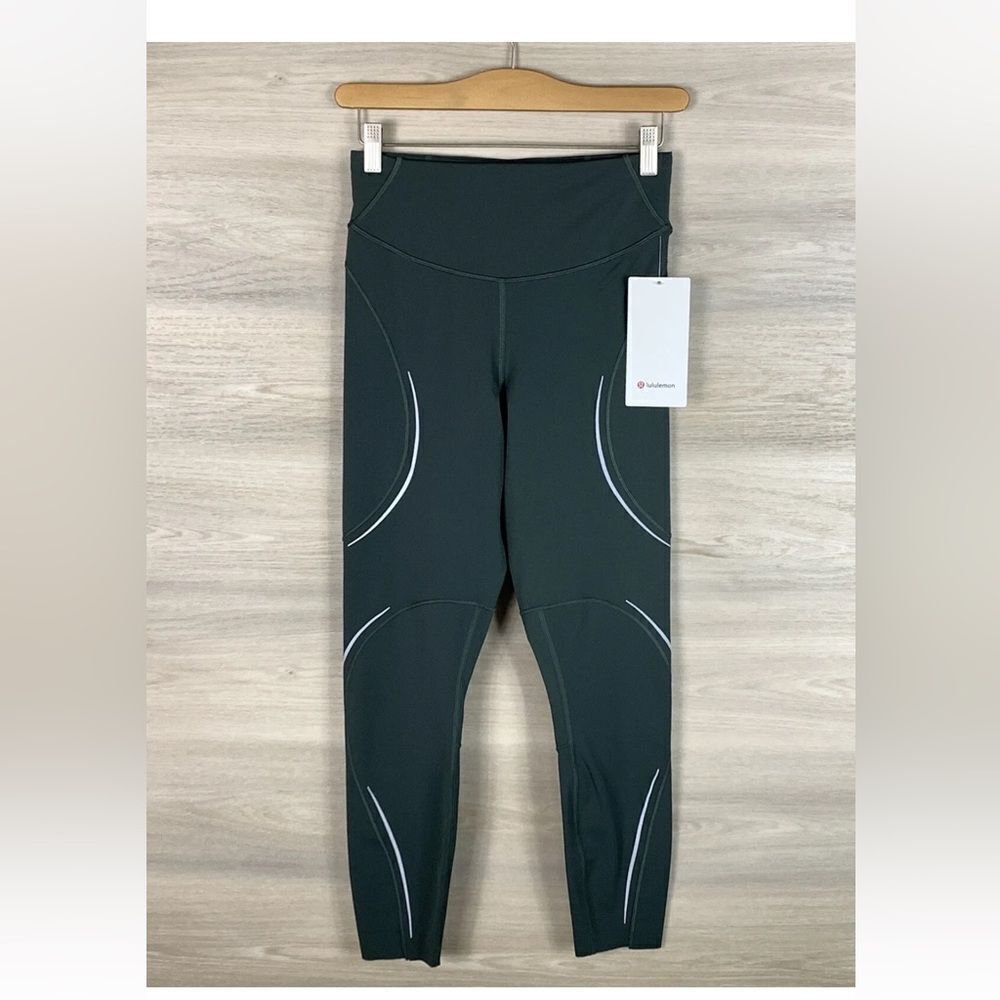 NWT New LULULEMON Base Pace High Rise HR Tight Reflective Smoked Spruce Green 2